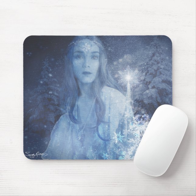 Snow Queen Christmas Fantasy Artwork Mouse Mat (With Mouse)