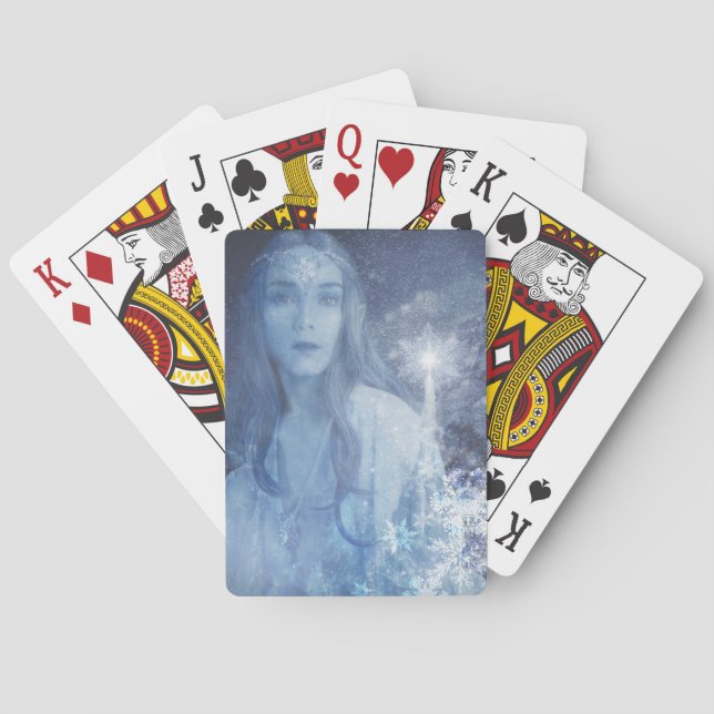 Snow Queen Christmas Fantasy Artwork Playing Cards (Back)