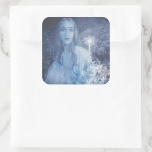 Snow Queen Christmas Fantasy Artwork Square Sticker