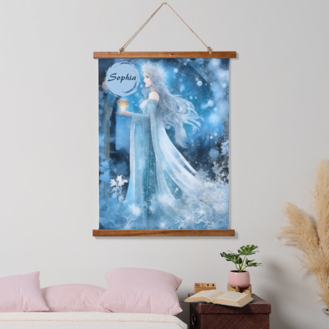 Snow Queen Fantasy Art – Mystical Winter Goddess Hanging Tapestry (Bedroom)