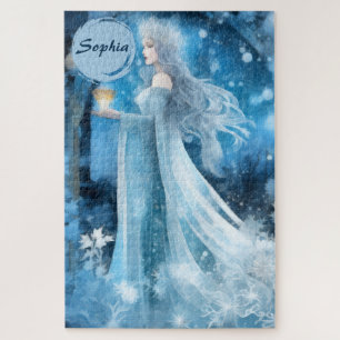 Snow Queen Fantasy Art – Mystical Winter Goddess Jigsaw Puzzle