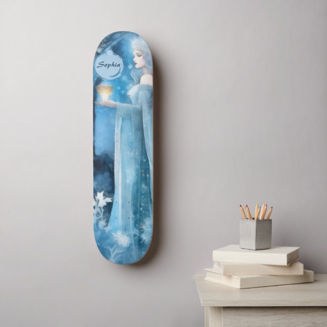 Snow Queen Fantasy Art – Mystical Winter Goddess Skateboard (Wall Art)