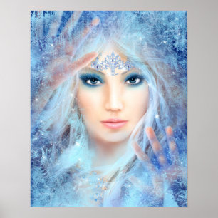 Snow queen. Winter beautiful woman. Portrait. Poster