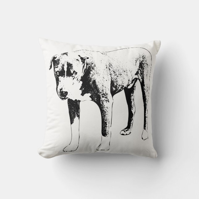 Snow-Quiet Pit Bull Pillow (Front)