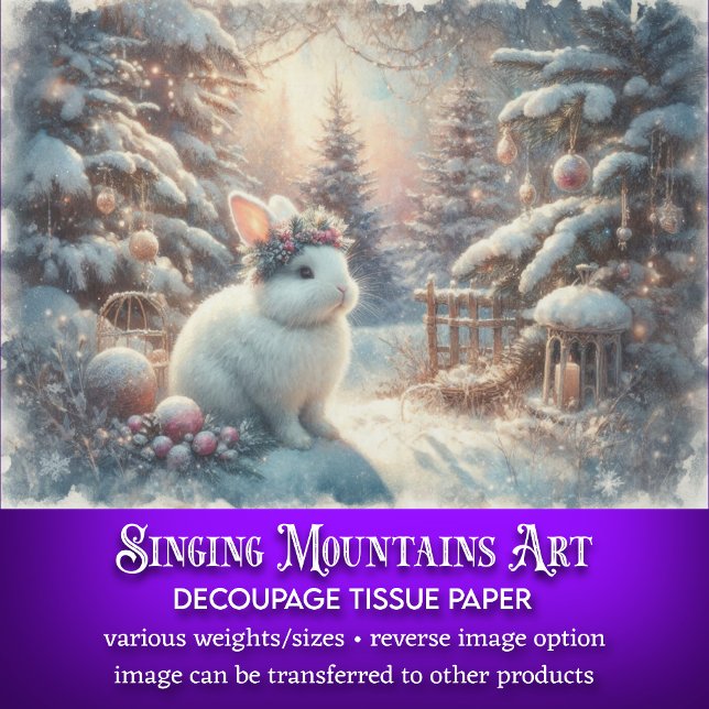 Snow Rabbit In Christmas Woodland Decoupage Tissue Paper (Creator Uploaded)