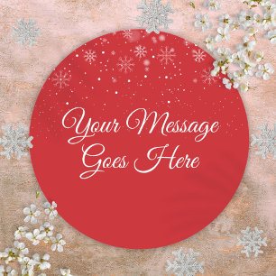 Snow Red Personalised Chistmas Message Classic Round Sticker