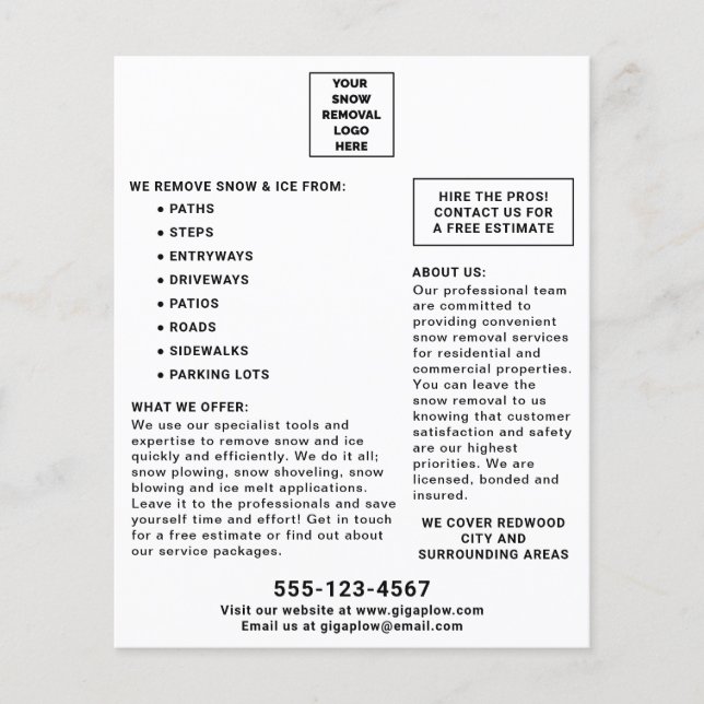 Snow Removal Add Your Logo Marketing Flyer (Front)