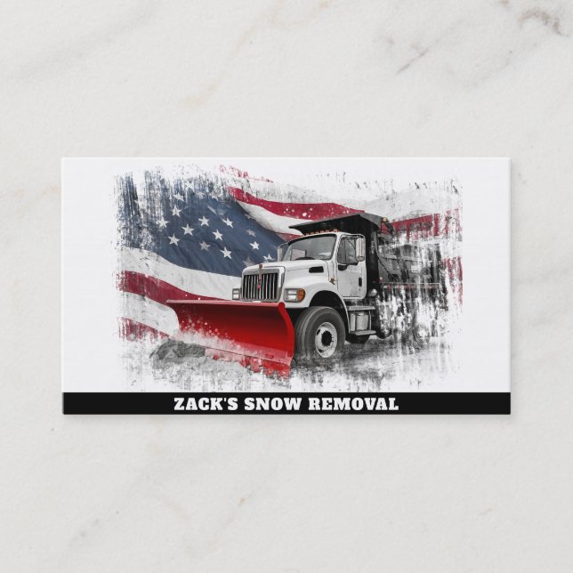 *~* Snow Removal Distressed Truck AP74  Flag Business Card (Front)