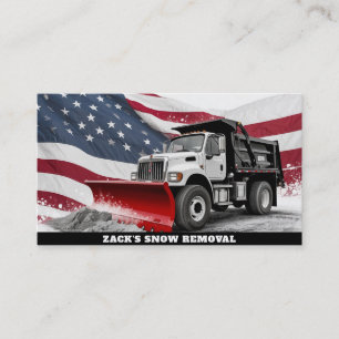 *~* Snow Removal Distressed Truck AP74  US Flag Business Card