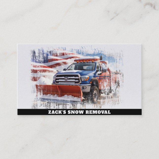 *~* Snow Removal  Plough Truck AP74 Flag Patriotic Business Card (Front)
