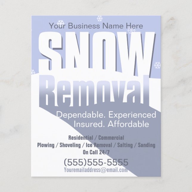 Snow Removal Ploughing Customisable Template 4x5 Flyer (Front)