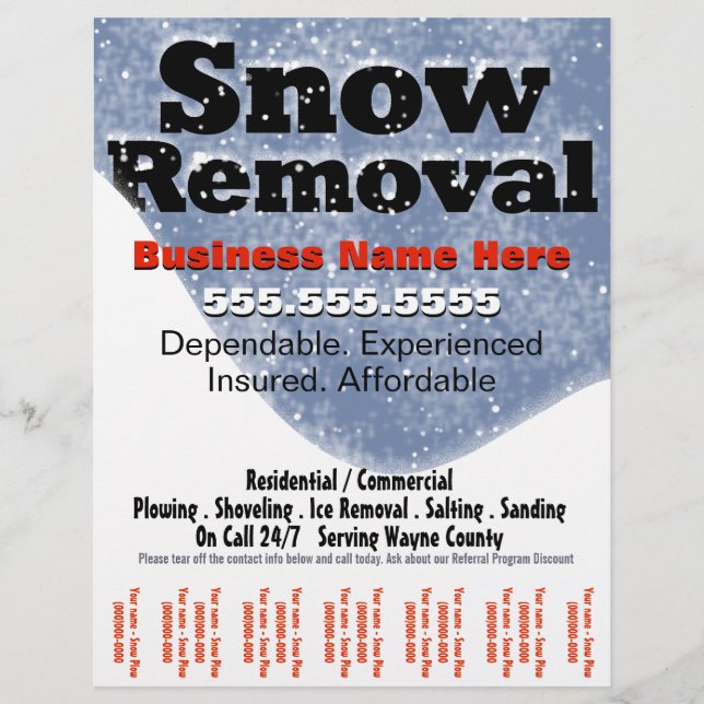 Snow Removal Ploughing Tear Sheet Template 2 (Front)