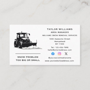 Snow Removal Services Snowplow Winter Social Media Business Card