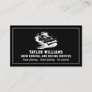 Snow Removal Services Snowplowing Black And White Business Card