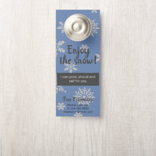 Snow Removal Shoveling Ploughing Door Hanger Sign