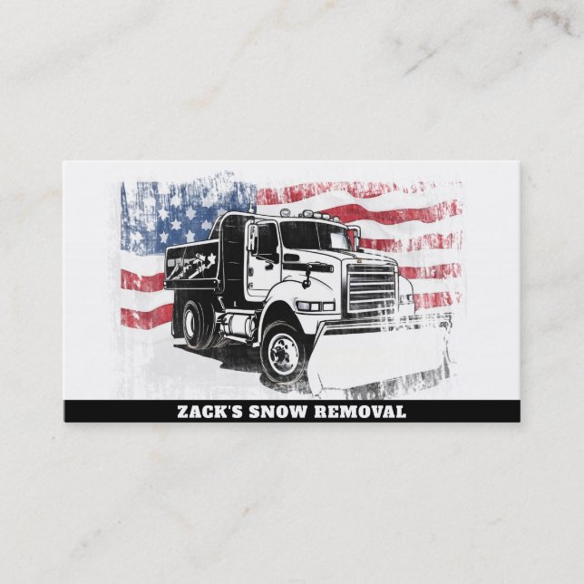 *~* Snow Removal Truck AP74  Flag Red White Blue Business Card (Front)