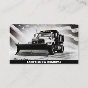 *~* Snow Removal Truck AP74  US Flag Black White Business Card