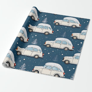 Snow Retro Car Premium Wrapping Paper