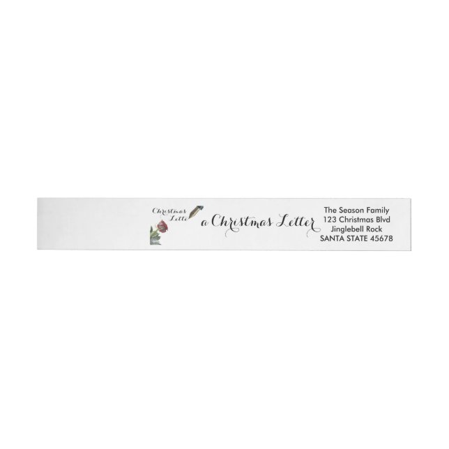 Snow rose Christmas Letter Wraparound Address Label (Individual)