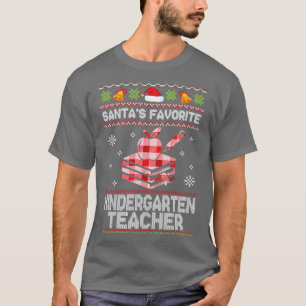 Snow Santas Favourite Kindergarten Teacher Christm T-Shirt