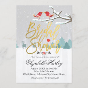 Snow Scene Bridal Shower Winter Wedding Invitation