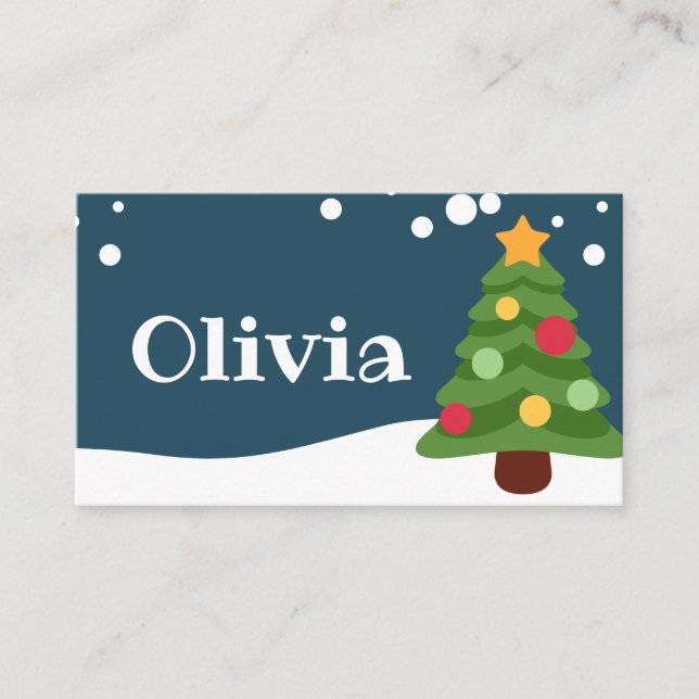 Snow Scene Christmas Place Card (Front)
