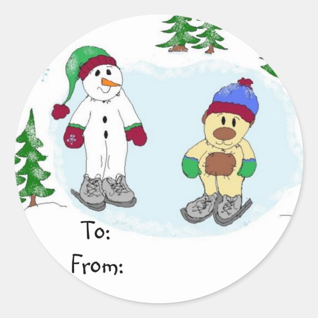 Snow Scene Classic Round Sticker (Front)