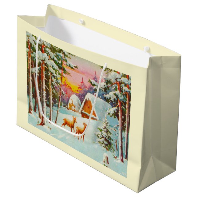 Snow scene large gift bag (Front Angled)