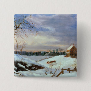 Snow scene, New England 15 Cm Square Badge