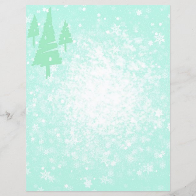 Snow Scene & Trees labels Stationery (Front)