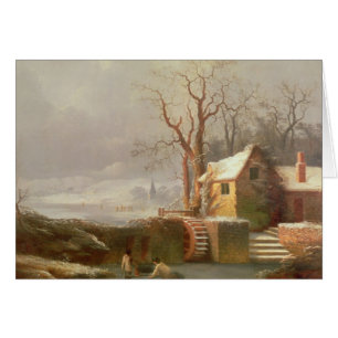 Snow Scene with Mill and Cottages