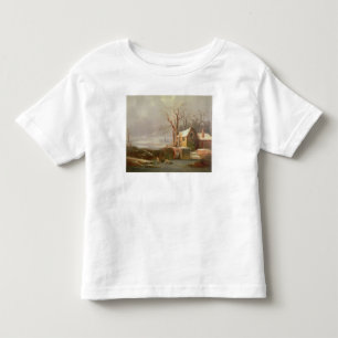 Snow Scene with Mill and Cottages Toddler T-Shirt