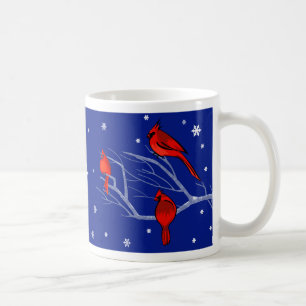 Snow Scene with Red Cardinals Christmas Gift  Coffee Mug