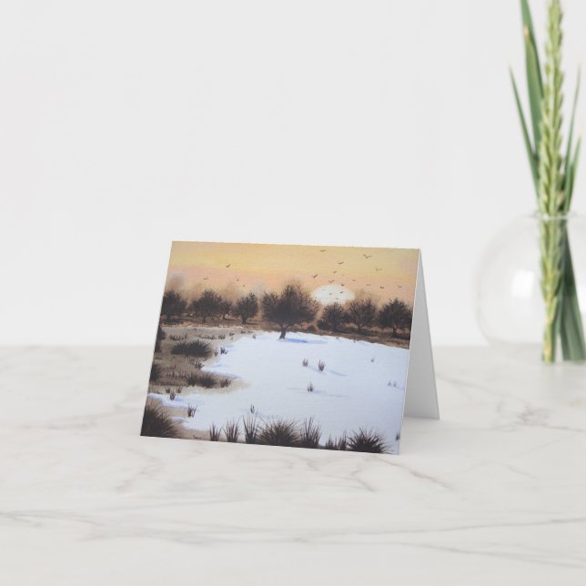 Snow scene woodland winter landscape for christmas holiday card (Front)