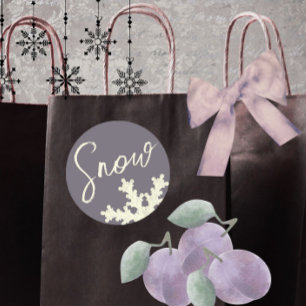 Snow script sugarplum purple butter cream elegant classic round sticker