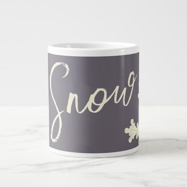 Snow script sugarplum purple butter cream elegant large coffee mug (Front)