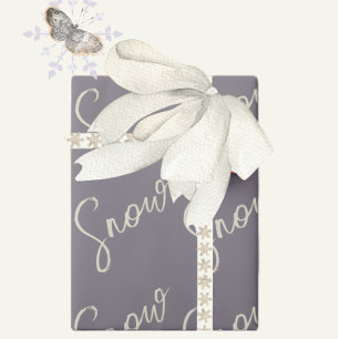 Snow script sugarplum purple butter cream elegant wrapping paper