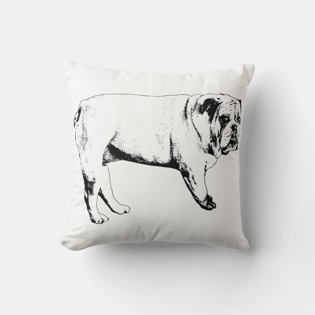 Snow-Season Bulldog Pillow (Front)
