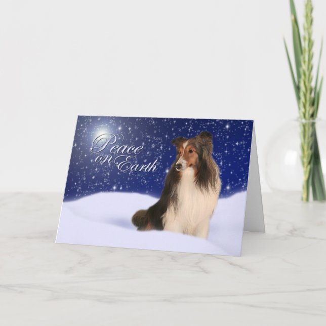 Snow Sheltie Holiday Card (Front)
