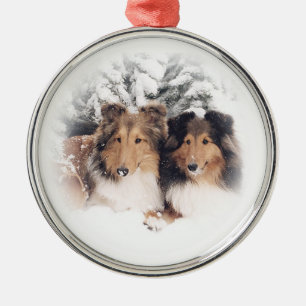 Snow Shelties Metal Tree Decoration