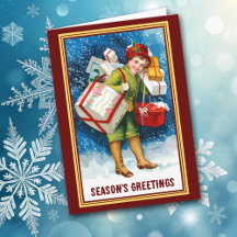 Snow Shopping Bonanza Vintage Image Christmas Card