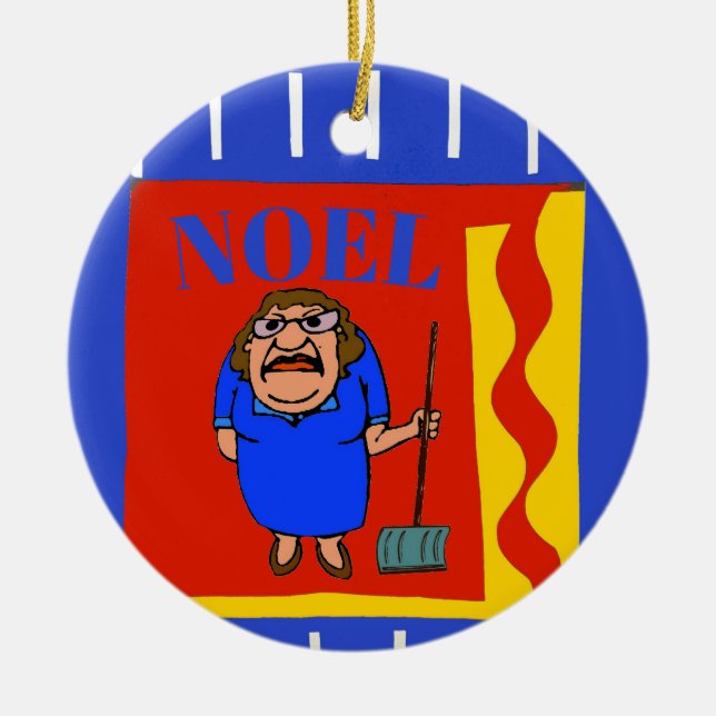 Snow Shovel,  Noel, add, edit text Ceramic Ornamen Tree Decoration (Front)