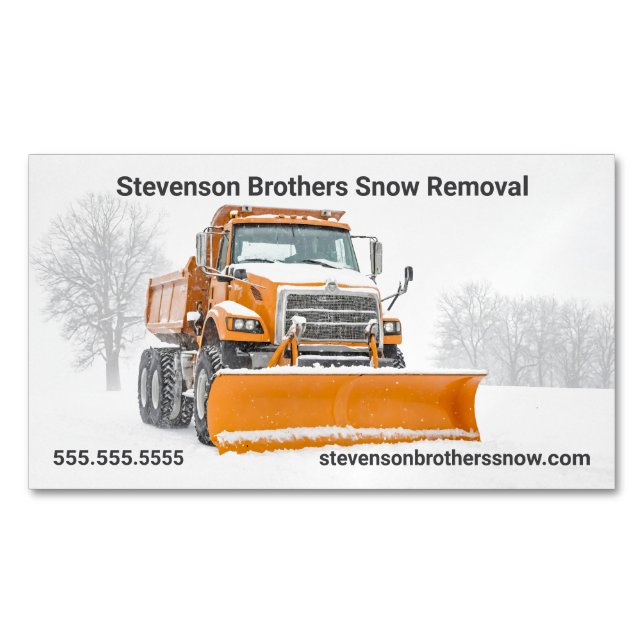 Snow Shoveling Removal Company Marketing Magnetic Business Card (Front)