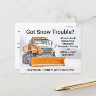 Snow Shoveling Removal Truck Modern Company Postcard