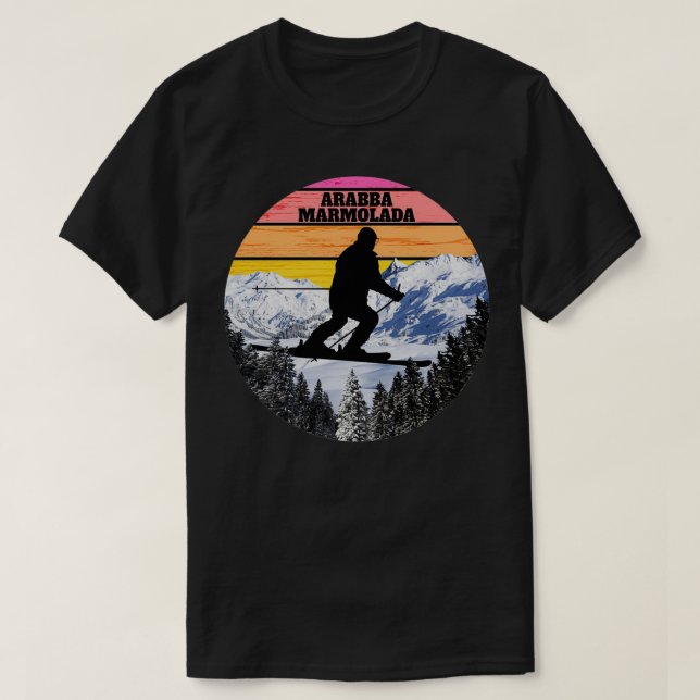 Snow Ski Arabba Marmolada Skiing Fields Italy T-Shirt (Design Front)