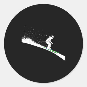 Snow ski dad funny winter sports skis skiing classic round sticker