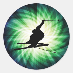 Snow Ski Gift Classic Round Sticker