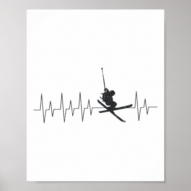 Snow Ski Heartbeat Poster (Front)