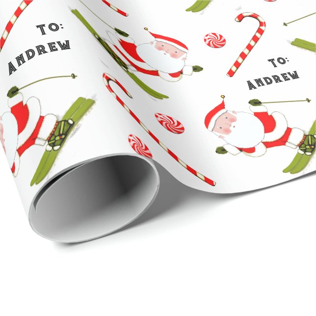 Snow Ski Holiday Gift Wrapping Paper (Roll Corner)
