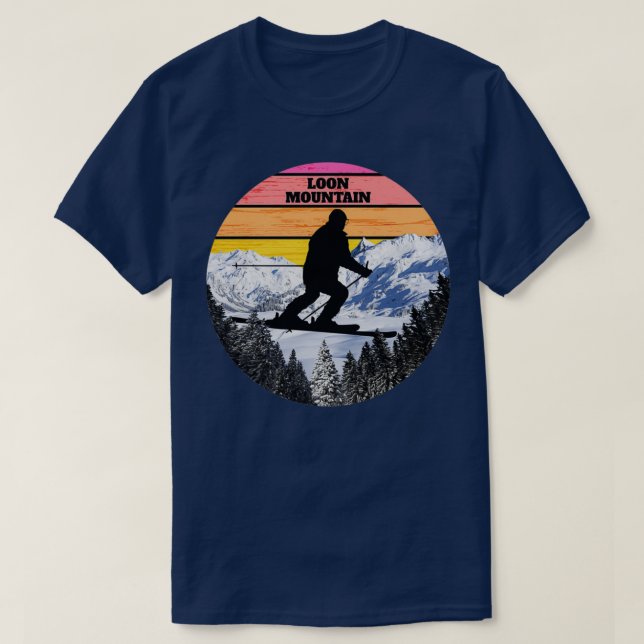 Snow Ski Loon Mountain Skiing Fields New Hampshire T-Shirt (Design Front)